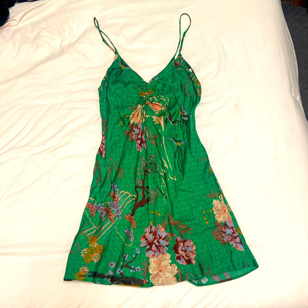 ZARA Japanese Crane Print Slip Dress